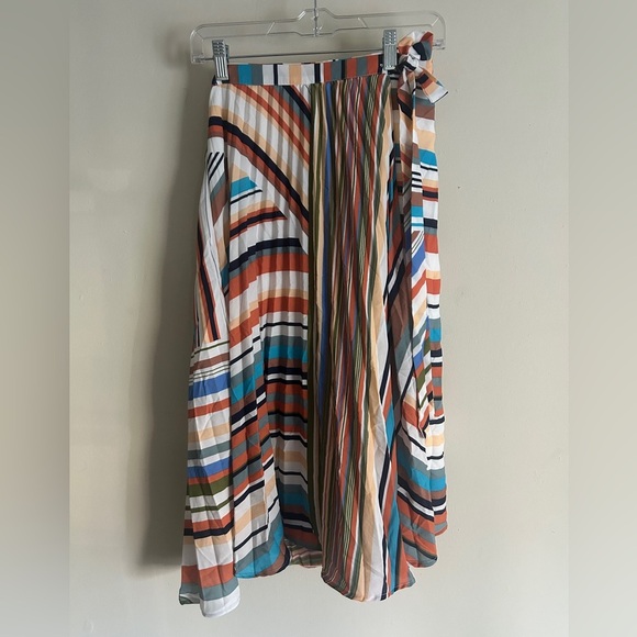 NY&C 7th Avenue Women’s Striped Midi Pleated Skirt M - Picture 1 of 7